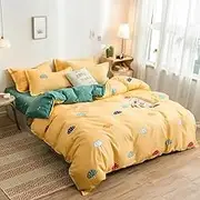 Cute Cartoon Print Duvet Cover 220x240cm Pattern Adults Kids Quilt Cover Double-Sided Comforter Bed Covers