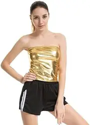 [Generic] Women's Sexy Slimming Top Shiny Strapless Bandeau Bra for Dancing, Raves, Festivals, Costumes