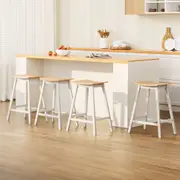 4x Bar Stools Wooden Chairs Oak