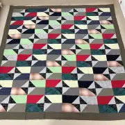 Stained Glass Handmade Patchwork Queen size Quilt top/topper Sewing/Quilt craft