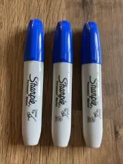 Sharpie Genuine Professional Chisel BLUE Permanent Markers(3 MARKERS) BRAND NEW