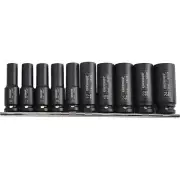 Kincrome Pro 10 Piece Metric 1/2" Square Drive Deep Impact Socket Set Hardened