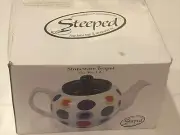 Polka Dot - Steeped Stoneware Teapot - Ceramic - Multi Colored NEW In Box