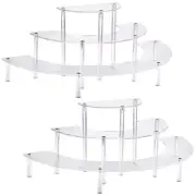 2 Pack 3-Tier Acrylic Display Risers Half Moon Cupcake Stand Perfume Organizer