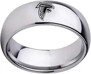 ATL Atlanta‘Falcons Ring Silver Titanium Steel Football Sport Casual Dome Band for Fans