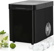 Spector Portable 15kg Ice Maker Machine, Self-Cleaning Countertop Ice Cube Maker, 2.1L Water Tank Capacity, 9 ice Cubes in 7 Minutes, 7-8 Minutes per Cycle, for Office, Cafe, Camping Use (Black)