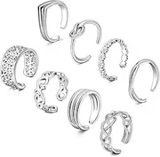 [D.Bella] Adjustable Toe Rings for Women Summer Beach Rose Gold Silver Hypoallergenic Open Toe Ring Set Finger Foot Jewelry