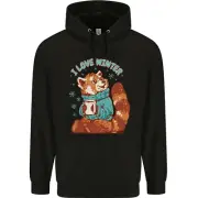 Red Panda Bear I Love Winter Childrens Kids Hoodie