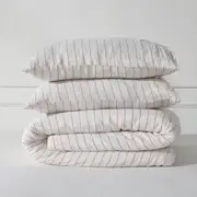 Rose Stripe Linen Duvet Set - 100% French Flax Linen, King / Rose Stripe