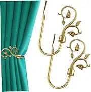 1 Pair Curtain Hooks for Drapes, Modern Metal Leaf Alloy Curtain Tiebacks, Easy Screw Install Hooks for Drapes Window Home Decoration, Tiebacks, for