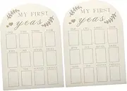Cabilock 2pcs First Year Photo Frame Wooden Memory Board for Months Photos Compact Design to Capture Every Special Moment for Nursery Decor and Keepsake Present