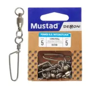 Mustad Demon Ball Bearing Game Swivel with Coastlock Snap Size 5 55kg Qty 5