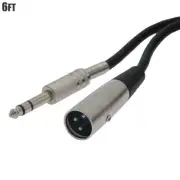 6FT XLR 3Pin Male to 6.35mm 1/4" Stereo Male Balanced Audio Mic Microphone Cable
