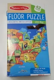 Melissa & Doug 42 Large Pcs USA Map Floor Puzzle 34"x22.7" Ages 3+ New cc1