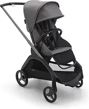 Bugaboo Dragonfly City Pram, Lightweight Compact Baby Stroller with One Hand Easy Fold in Any Position, Full Suspension, XL Underseat Basket, Graphite Chassis and Grey Melange Sun Canopy