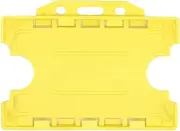 ALG ID Cards® Yellow Double Sided / Dual Sided Rigid Yellow ID Identity Card Pass Badge Holder for Neck Lanyard (Landscape/Horizontal) - Made in Britain from Recycled Plastic