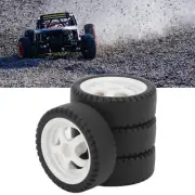 (White)4Pcs RC Car Tire Plastic Hub Rubber Wheel 3.3cm Diameter 1.2cm Width EJ
