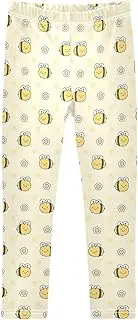 [Joisal] Cute Bees Grid Yellow Pants Girls, Flexible for Yoga Pants for Girls, 4-10T