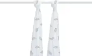 Babyhood Amani Bebe Organic Jersey Cotton Wrap, Grey Leaf