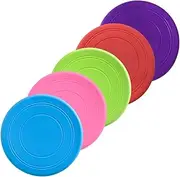 5pcs Pet Puppy Disc Chew Toy Dog Flying Plate Out Door Toys Dog Obstacle Course Flying Toys Puppy Fly Disc Toys Dog Chewing Toy Outside Toys Outdoor Dog Supplies Silica Gel