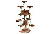 Cat Scratching Tree Condo Climbing Scratcher Posts Poles Tower Modern Pet Play House Furniture Multi Levels 2.1m Tall Brown