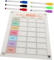 SHINEOFI Weekly Planner Fridge Magnets Magnetic Dry Erase Planner Magnetic Weekly Planner Meal Planner Dry Erase Weekly Planner Refrigerator Planner Magnetic Synthetic Resin Transparent