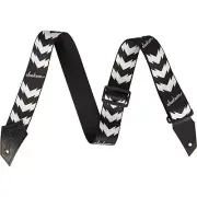 Jackson Double V Pattern Guitar Strap with Leather Ends, Black and White
