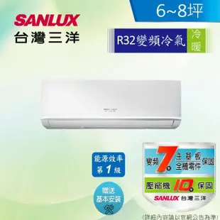 【SANLUX 台灣三洋】6-8坪 1級變頻冷暖冷氣(SAC-V41HR3+SAE-V41HR3 R32冷媒)