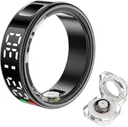 LED Display Smart Ring Fitness for Women, IP68 Waterproof Smart Rings for Men, Sleep, Blood Oxygen, Heart Rate, Steps Smart Ring Health Tracker. (Black, 9)