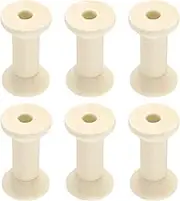 uxcell 6Pcs Wooden Bobbins, 0.87" x 1.57"(WxH) Unfinished Wooden Spools Wire Weaving Bobbins Empty Thread Spools for Crafts DIY Art Embroidery Sewing Thread Twine, Wood Color