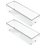 2x iDesign Linus 30x10cm Kitchen Drawer Organiser Home/Office Storage Tray Clear