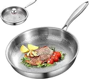 Titanium Hammered Pan Pro, Taima Titanium Nutri Pan with Lid, Multifunctional Pots and Pans Set Non Stick Titanium Frying Pan for Cooking (28cm/11in)