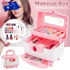 Girls Make Up Beauty Set Washable Toy Kids Makeup Kit with Portable Cosmetic Box