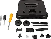 Game Console Shell, Game Console Replacement Case, Mounting Screwdriver, Reset Button, Power Button, Logo Sticker, Black Retro Cover Case Compatible for N64