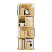 Rotating Bookshelf, 360° Display Standing Book Shelf Organizer, 4 Tier Wooden