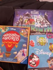 2 Ravensburger Disney Games Villains Labyrinth & Around The World + Geek Out