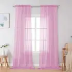 Sheer Curtains 96 Inches Long, Light Filtering 42"W x 96"L (Pack of 2) Pink