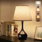 Clora Touch Bedside Lamp for Bedroom, 3-Way Dimmable Farmhouse Table Lamps for Nightstand with Fabric Shade, Desk Lamp for Kids Reading, Home Office (1 Pack)