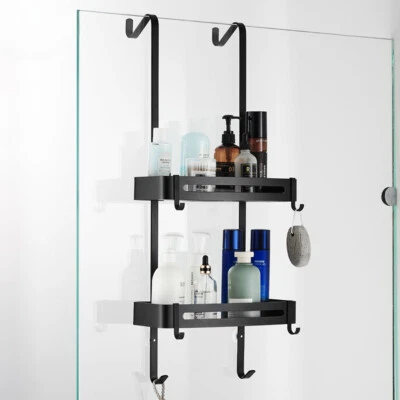 Black Hanging Bath Shelves Bathroom Shelf Organizer Nailfree Holder StorageShelf