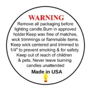 100 LOT 1.5" CANDLE WARNING/CAUTION LABELS for CANDLE MAKING Made in USA