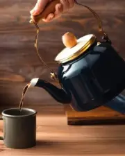 Elegant Coffepot Teapot in Navy Blue Enamel - 7.9x9.8 inches - Turkish