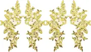 VGOL 2 Pairs Embroidery Sequin Lace Appliques Mirror Pair Sew On Flower Fabric Collar Patch for Motif Wedding Gown Dress Bridal Dress DIY Crafts
