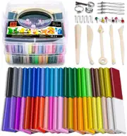 Polymer Clay, 46 Blocks Colored Modeling Clay DIY Soft Craft Clay Set with Sculpting Tools and Accessories in Storage Box, Kids Gift Set for Boys and Girls(Weight 3lb)