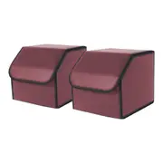 SOGA 2X Leather Car Boot Collapsible Foldable Trunk Cargo Organizer Portable Storage Box Red Small