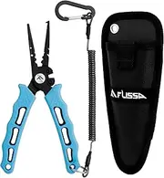 FLISSA Fishing Pliers, 420 Stainless Steel Fish Pliers, 7-1/2 Inch Corrosion Resistant Fishing Pliers Hook Remover, Split Ring Pliers for Fishing with Braid Cutters, Sheath and Lanyard