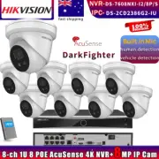 Hikvision 4K 8MP DarkFighter IP Camera+DS-7608NXI-I2/8P/S NVR CCTV Systems Lot