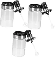 GREENADSCAPE 3pcs Stainless Steel Seasoning Jar Condiment Jar Spice Container Small Spoons for Spice Jars Spoon Dispenser Sauce Container Clear Glass Condiment Canisters Pots Salt Cellar