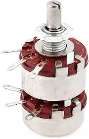 Aexit WTH118 (Potentiometer) 6mm Shaft Dia Dual 10K Ohm 2W 2 Gang Linear (92ry685qf690) Carbon Potentiometer