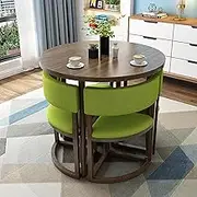 Round Conference Table and Chairs Set 5 Piece Kitchen Dining Set for 4 Metal Frame Kitchen Table Set for Small Spaces and Apartments Negotiating Table Furniture Set (Cloth Color)