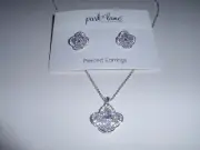 Park Lane Jewelry, "LYRIC" Necklace & Earrings, Silvertone, CZ's, NEW!!!